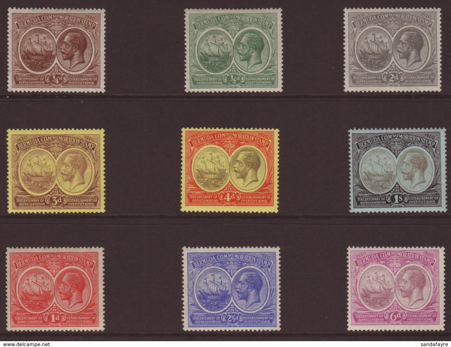 1920-21 Tercentenary (1st Issue) Complete Set, SG 59/67, Very Fine Mint. (9 Stamps) For More Images, Please Visit Http:/ - Bermudes