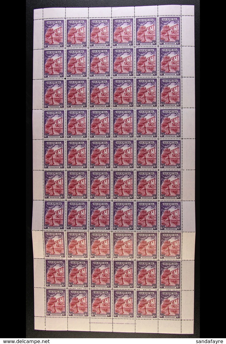 1936 6d COMPLETE SHEETS, SG 104 / 104a. An Attractive Pair Of COMPLETE SHEETS Of 60 With Selvedge To All Sides. Both Sta - Bermuda