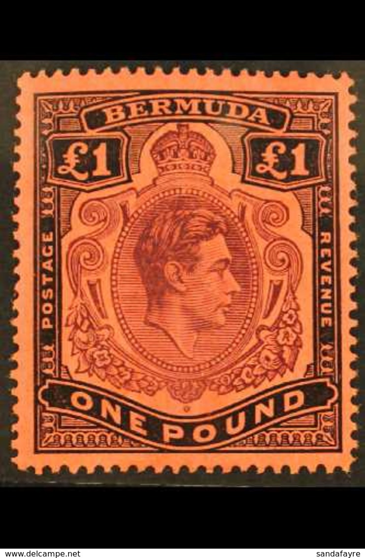 1938-52 £1 Purple & Black Red, SG 121, Very Lightly Hinged Mint For More Images, Please Visit Http://www.sandafayre.com/ - Bermuda