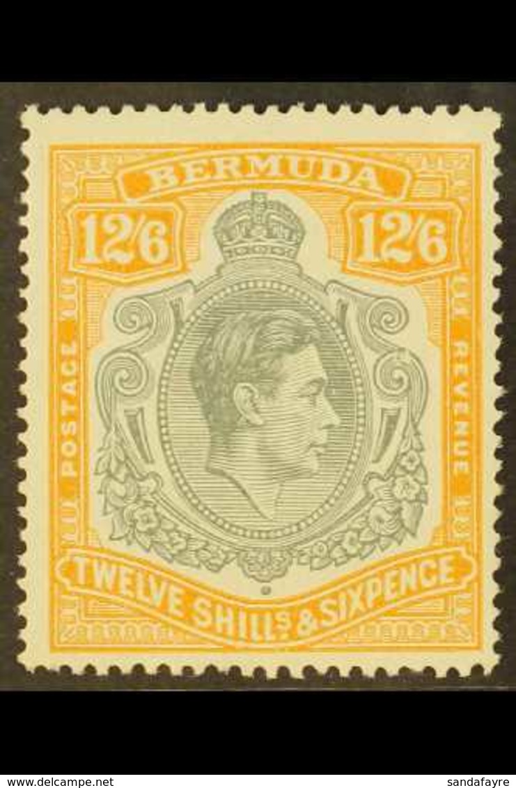 1944 12s.6d Grey And Pale Orange, BROKEN LOWER RIGHT SCROLL, SG 120ce, Superb Never Hinged Mint, Rare ! For More Images, - Bermuda