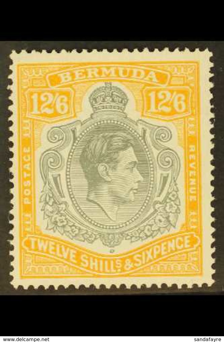 1947 12s.6d Grey And Yellow (LEMON), SG 120d, Superb Never Hinged Mint. For More Images, Please Visit Http://www.sandafa - Bermuda
