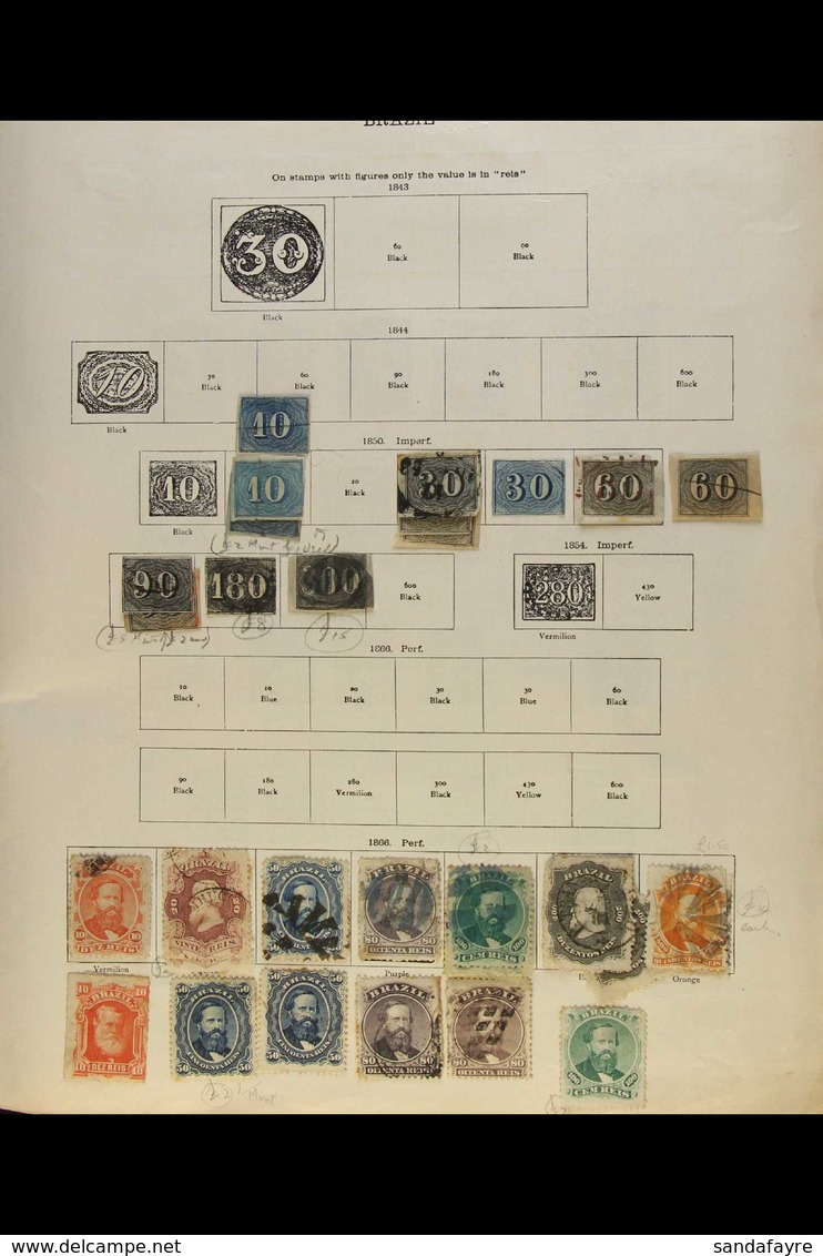 1850-1936 OLD MOSTLY USED COLLECTION On Pages, Inc (all Used) 1850-1854 Imperfs With Some Forgeries, 1866 Set To 500r (x - Sonstige & Ohne Zuordnung