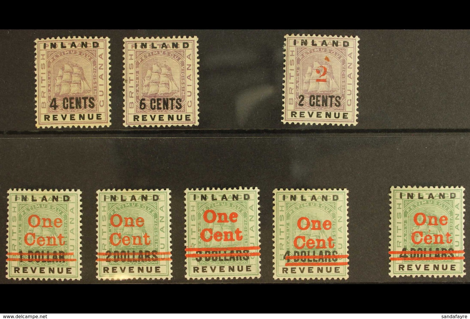 1888-90 Group Of Surcharges Incl. 1888-9 4c With Large "4" Variety, 6c With Straight Top To "6," 1889 "2" On 2c & 1890 1 - Guyane Britannique (...-1966)