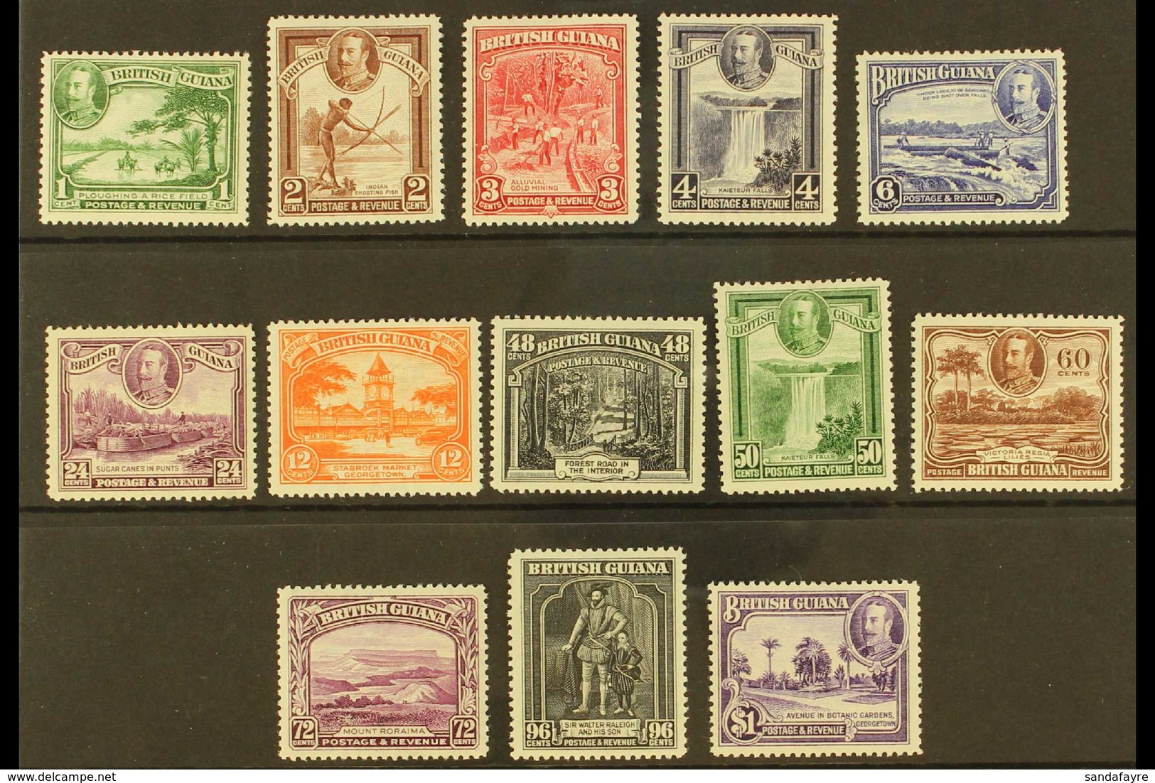 1934-51 Pictorials Complete Set, SG 288/300, Fine Mint, Lovely Fresh Colours. (13 Stamps) For More Images, Please Visit  - British Guiana (...-1966)