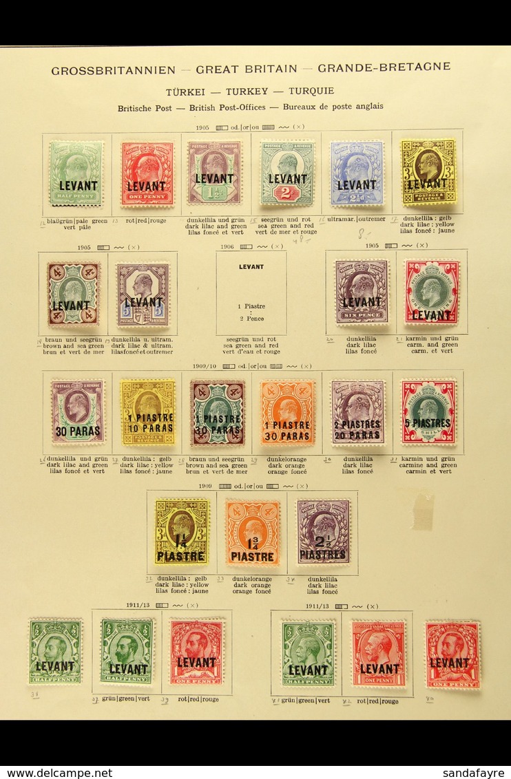 1885-1921 VERY FINE MINT COLLECTION Presented On Printed Album Pages. Includes Turkish Currency 1885 40p On 2½d, 1887-96 - Levant Britannique