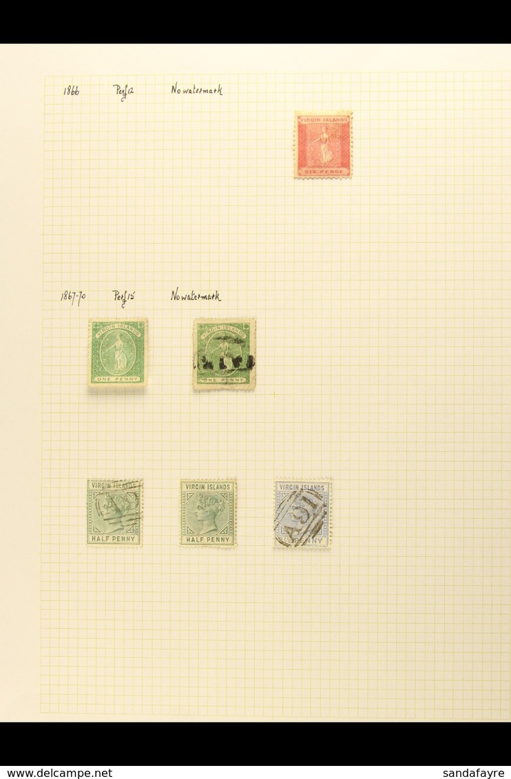 1866-1952 MINT & USED COLLECTION On Leaves, Inc 1866 6d Mint, 1867-70 1d (x2, One Used), 1883-84 ½d & 2½d Used, 1913-19  - Iles Vièrges Britanniques