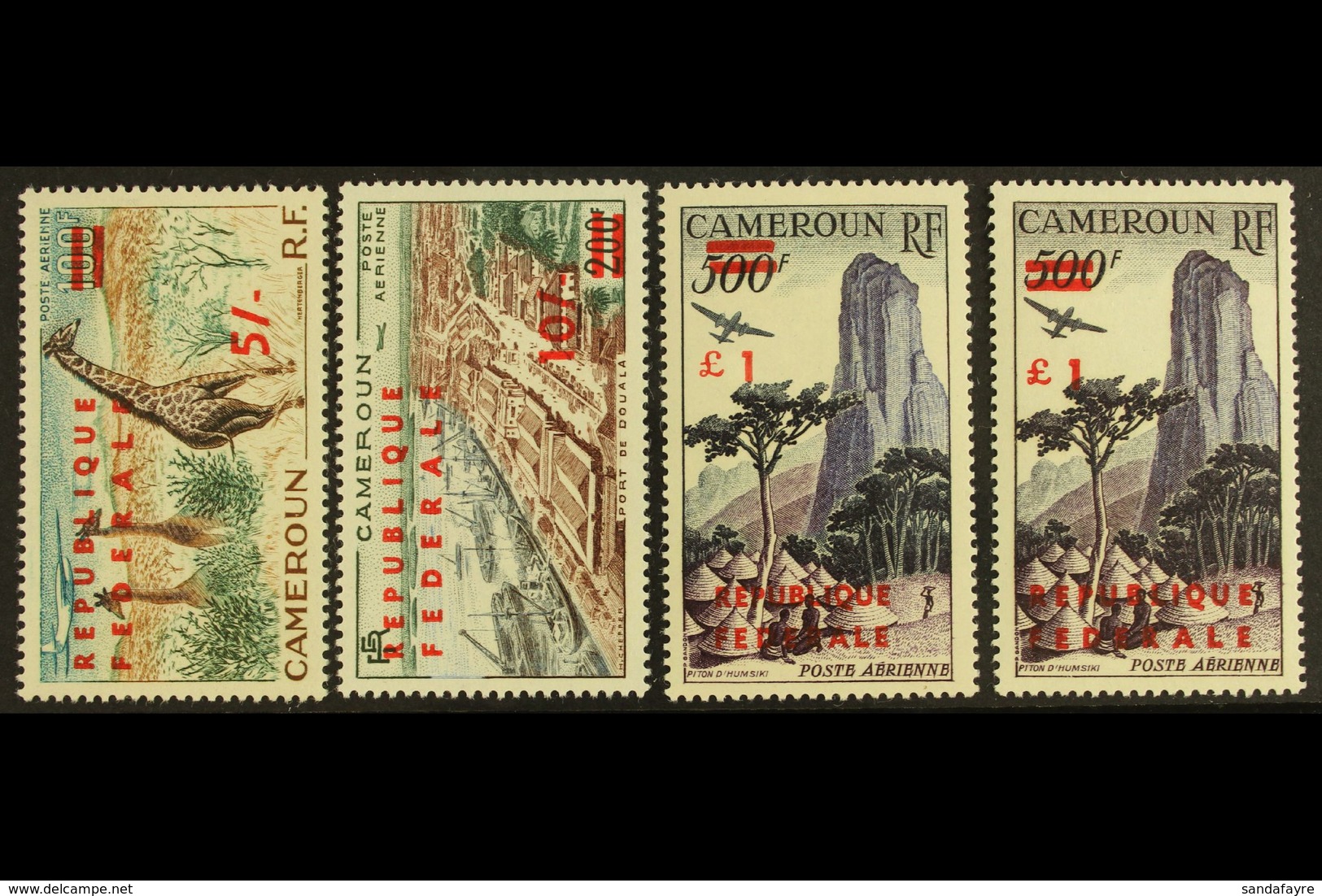 1961 Air "Republique Federale" Overprints Complete Set Inc £1 On 500f Both Types, Yvert 49/51 & 51a, Very Fine Never Hin - Sonstige & Ohne Zuordnung