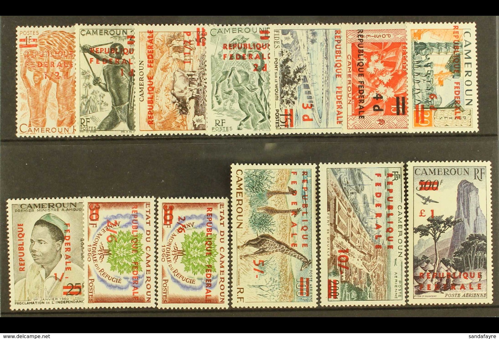 1961 REPUBLIQUE FEDERALE Surcharged Complete Set Plus An Additional Type Of 2s6d On 30f, SG 286/297a, Fine Mint (13 Stam - Other & Unclassified