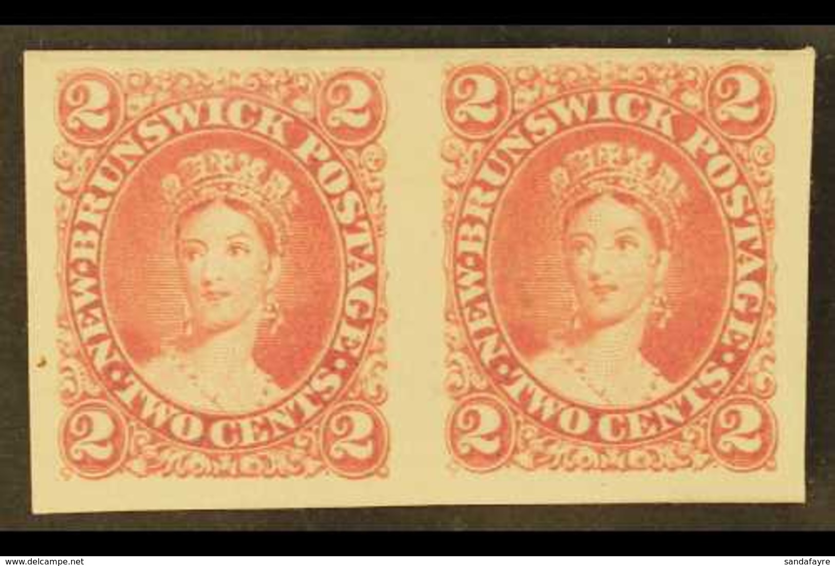1860 2c Rose Plate Proof On India, Uni 7TC, Superb Horizontal Pair With Large Margins All Round. For More Images, Please - Autres & Non Classés