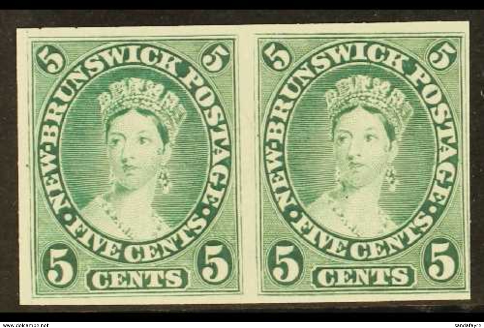 1860 5c Green PLATE PROOF PAIR On India Paper. Stunning (pair) For More Images, Please Visit Http://www.sandafayre.com/i - Autres & Non Classés
