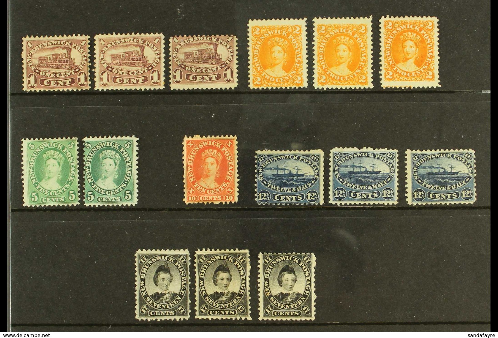 1860-63 MINT & UNUSED GROUP On A Stock Card, Comprising 1c (x3), 2c (x3, One With Imprint), 5c (x2), 10c, 12½c (x3) & 17 - Sonstige & Ohne Zuordnung