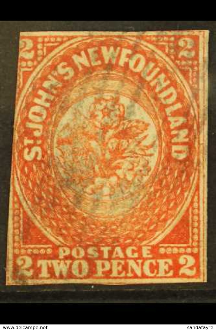 1857 2d Scarlet Vermilion, SG 2, Used. Just Cut Into At Top Left, Light Cancel And Good Colour. Rare Stamp, Cat SG £6500 - Sonstige & Ohne Zuordnung