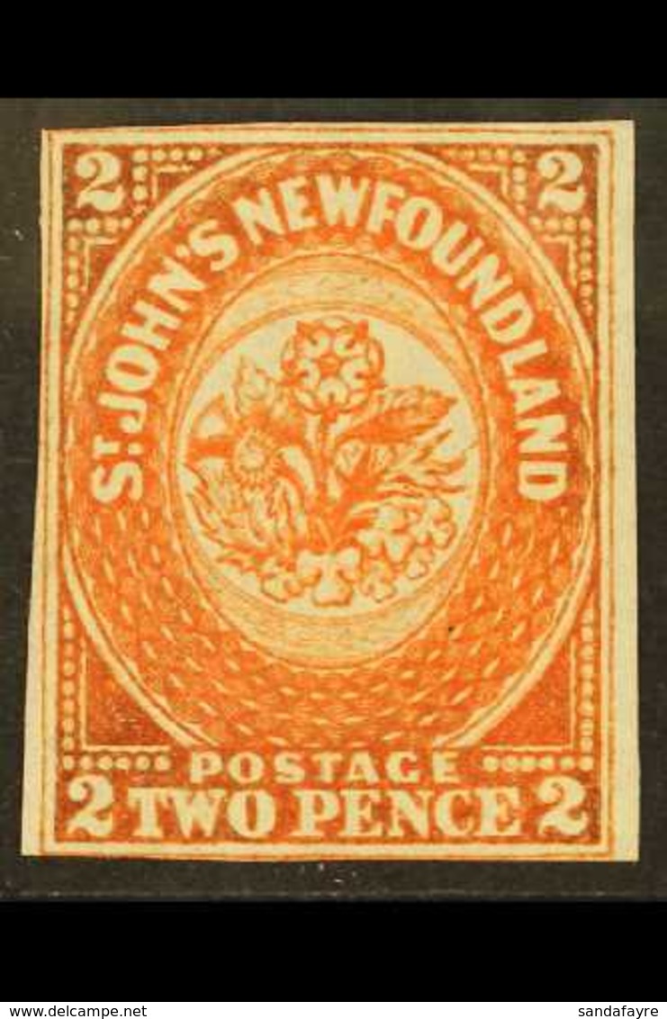 1860 2d Orange Vermilion, SG 10, Very Fine Mint No Gum. Cat SG £600 For More Images, Please Visit Http://www.sandafayre. - Other & Unclassified