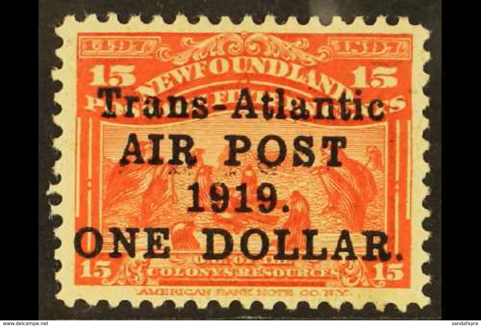 1919 $1 On 15c Bright Scarlet With "Trans-Atlantic" Overprint, No Comma After "AIR POST" Variety, SG 143a, Fine Mint. Fo - Autres & Non Classés