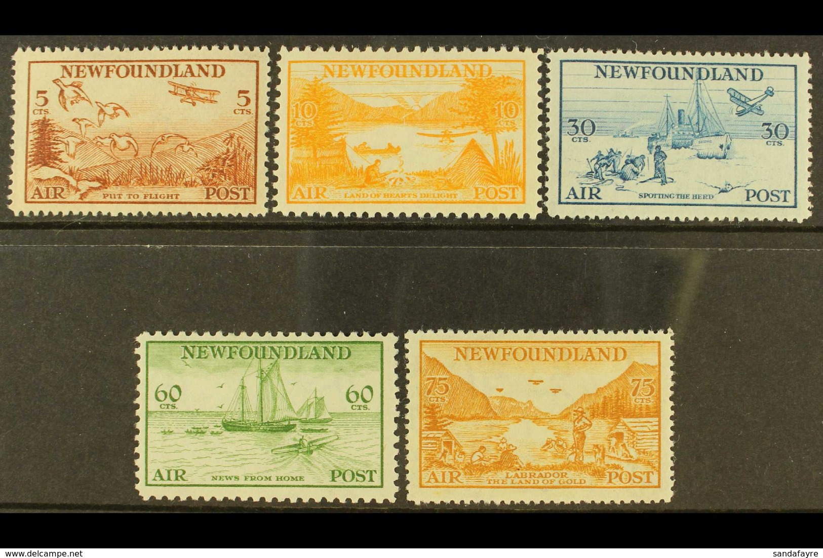 1933 AIR Set, SG 230/34, Very Fine Mint - The 75c With Watermark Top Of Shield To Left, SG 234w. (5 Stamps) For More Ima - Sonstige & Ohne Zuordnung