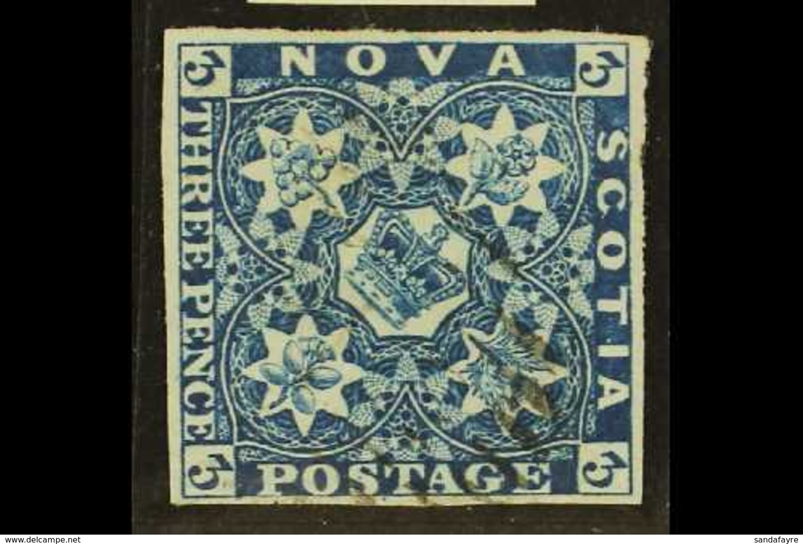 1851-60 3d Bright Blue, SG 3, Fine Used With Four Margins And Light Barred Cancel. Royal Photo Certificate. For More Ima - Other & Unclassified