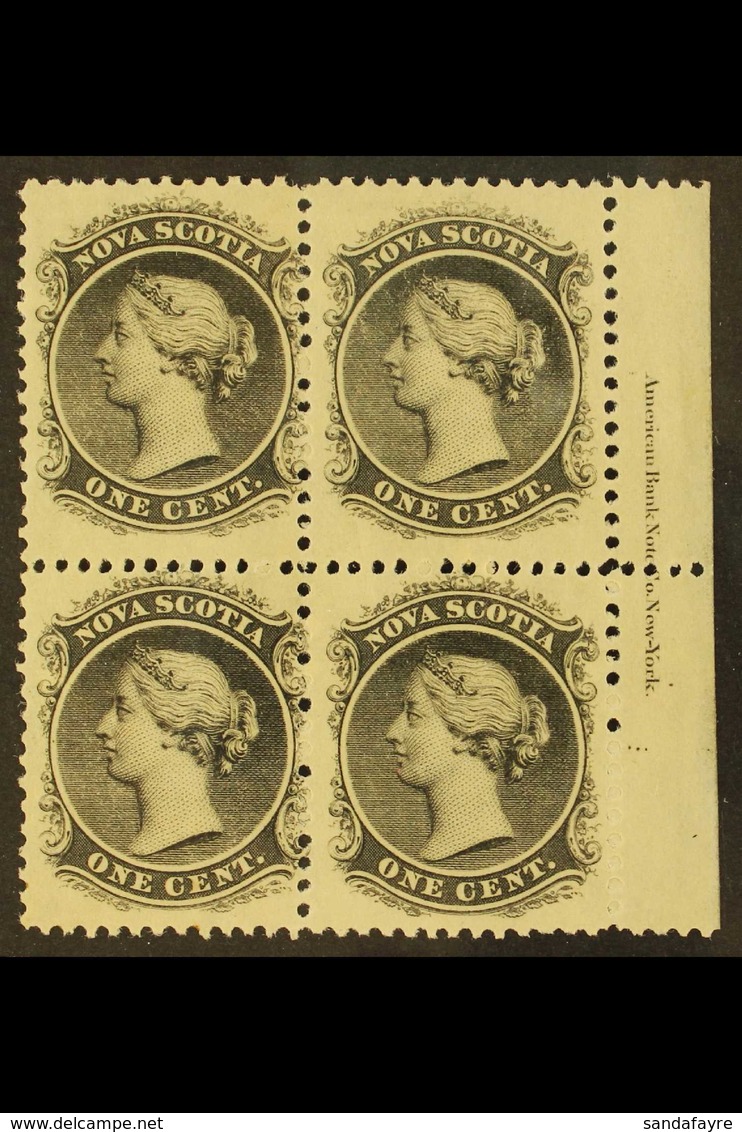 1860 1c Black On Yellowish Paper, SG 9, Inscription Block Of 4, Very Fine Mint. For More Images, Please Visit Http://www - Sonstige & Ohne Zuordnung