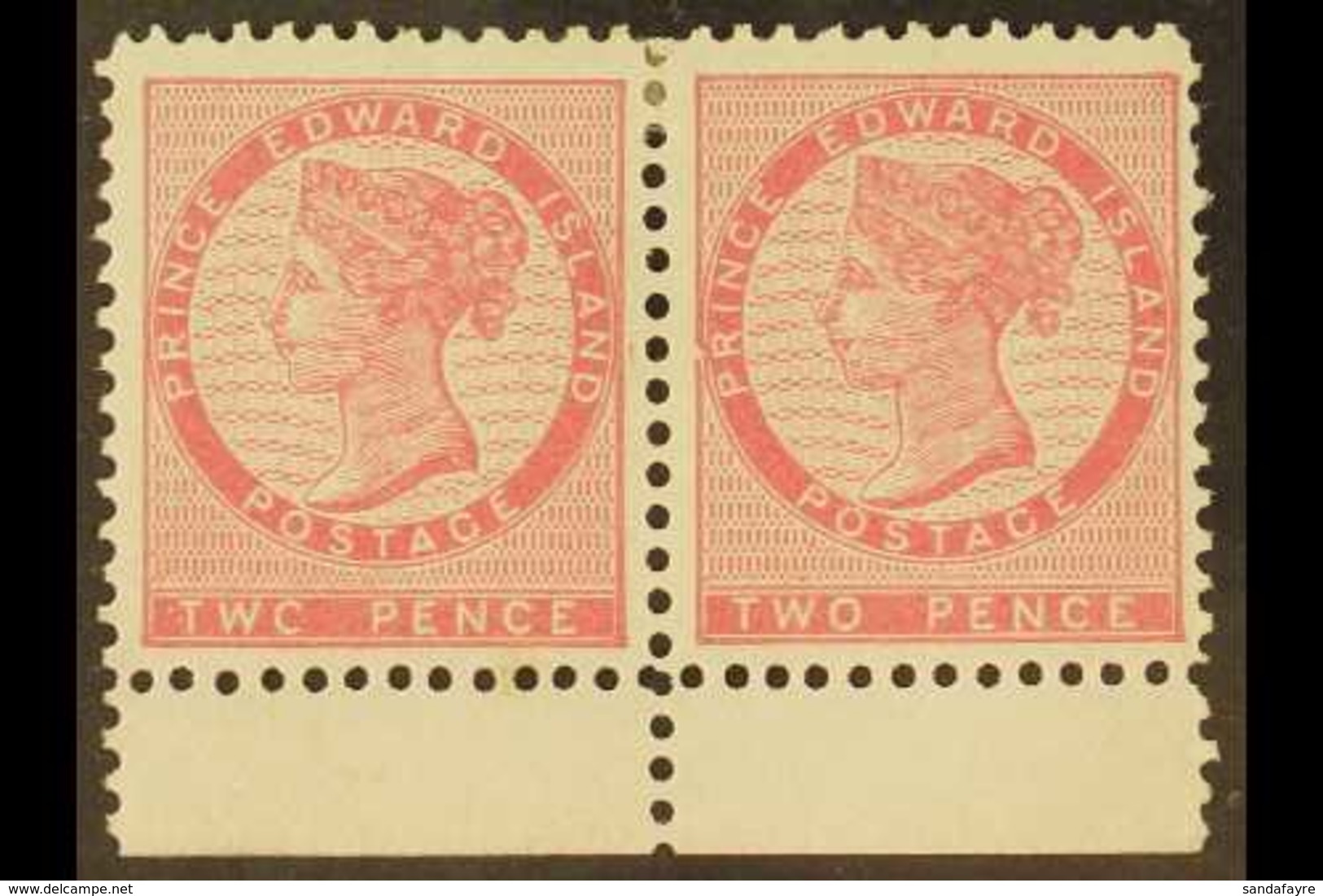 1870 2c Rose Pink, Marginal Horizontal Pair, One Showing The Variety "Twc For Two", SG 28, 28b, Superb Mint. For More Im - Sonstige & Ohne Zuordnung