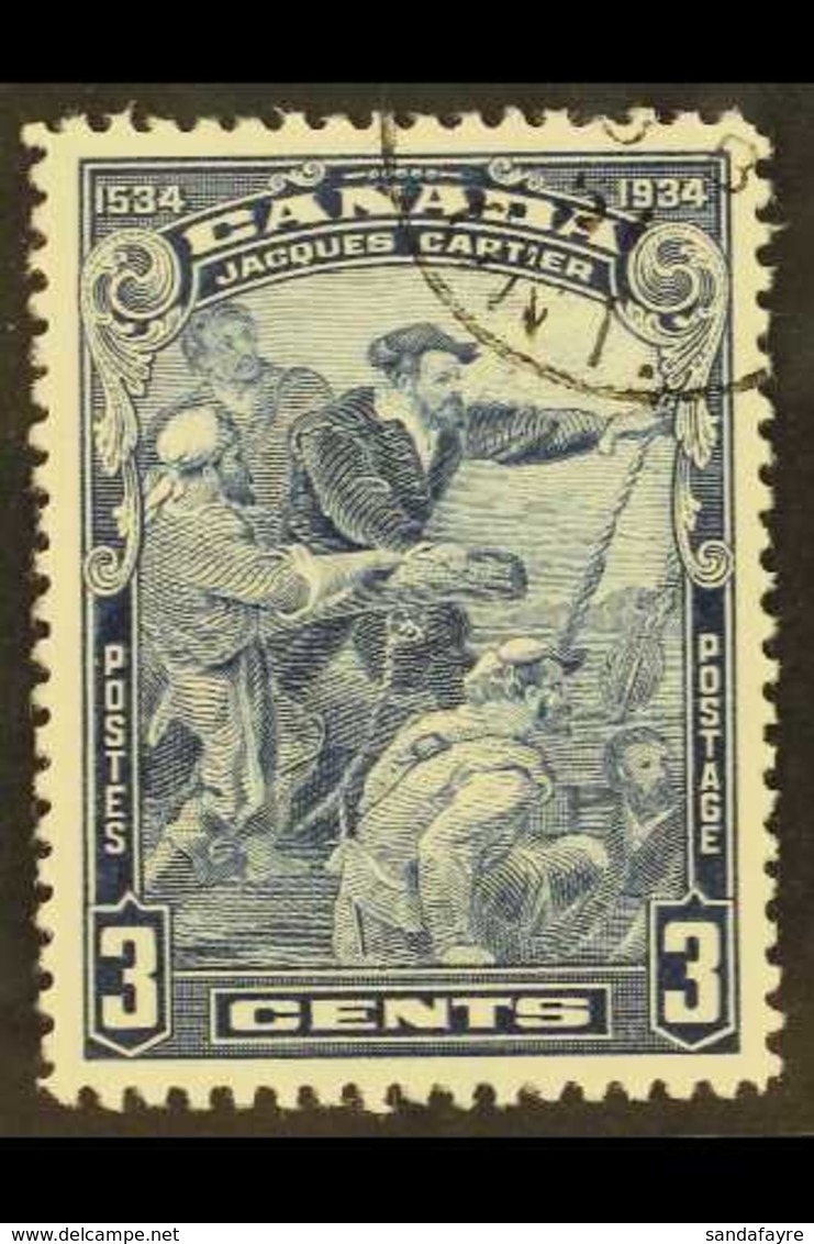 1934 3c Blue, Anniv Of Discovery, SG 332, Variety "Scarface", Uni 208ii, Very Fine Used. For More Images, Please Visit H - Other & Unclassified