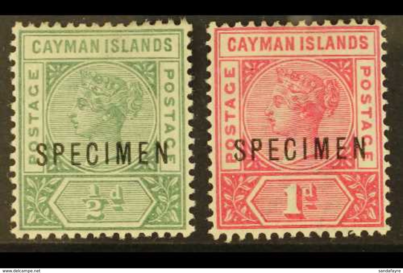 1900 ½d Green, 1d Rose-carmine, "SPECIMEN" Overprints, SG 1s/2s, Mint (2). For More Images, Please Visit Http://www.sand - Iles Caïmans