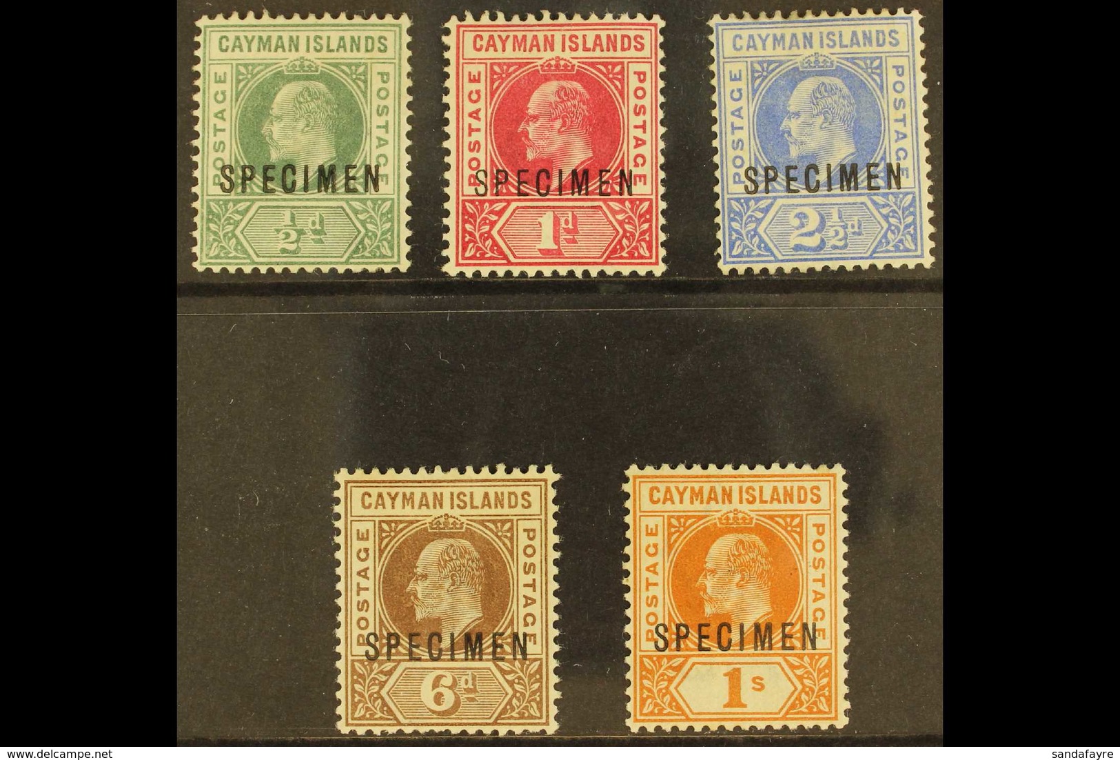 1902-3 KEVII Wmk Crown CA Set, Overprinted "SPECIMEN," SG 3s/7s, Mint (5). For More Images, Please Visit Http://www.sand - Iles Caïmans