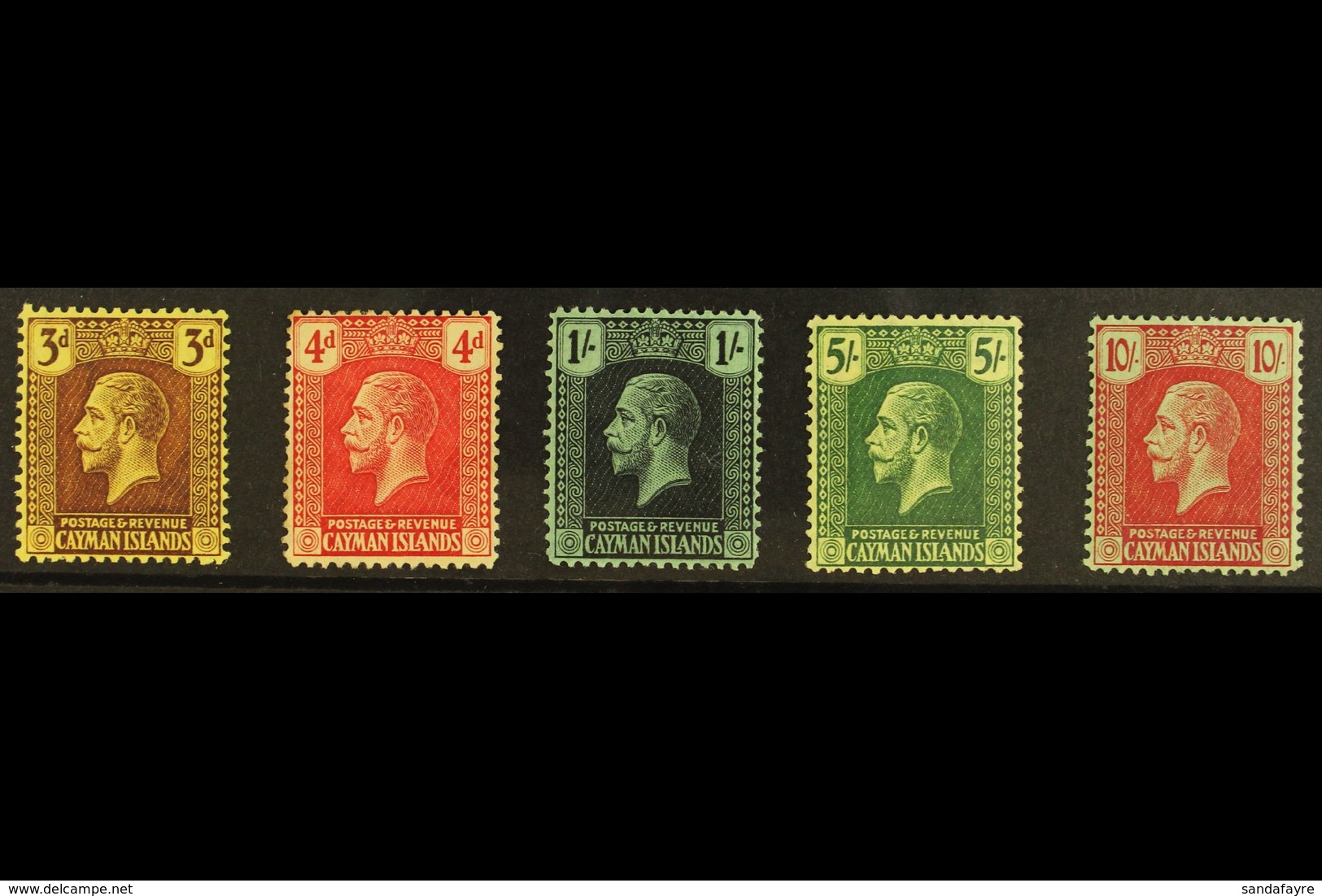 1921-26 Watermark Multi Crown CA Complete Set, SG 60/67, Fine Mint, The 10s Is Never Hinged. (5 Stamps) For More Images, - Kaimaninseln