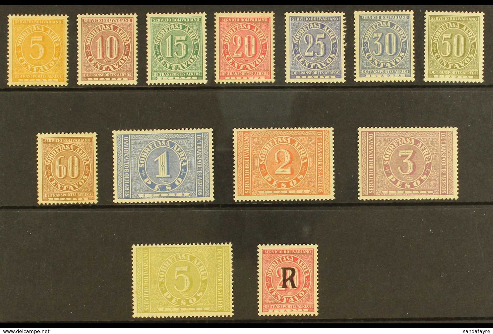 SCADTA 1929 General Issue Complete Set Including The 20c Registration Stamp, SG 71/82 Plus R83 Or Scott C68/C79 Plus CF2 - Kolumbien