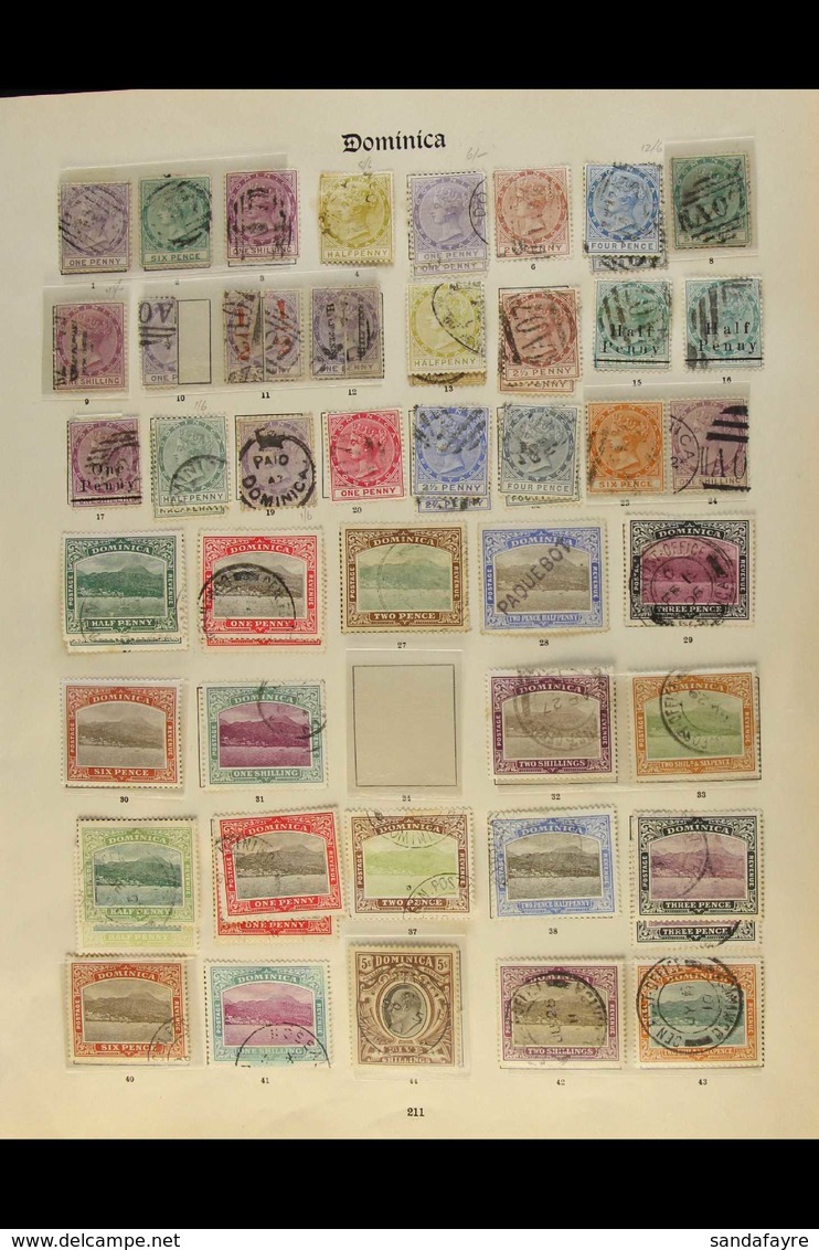 1874-1937 USED COLLECTION Almost Complete For The Period Lot On Printed Album Pages, We See All Basic Issues From QV Per - Dominica (...-1978)