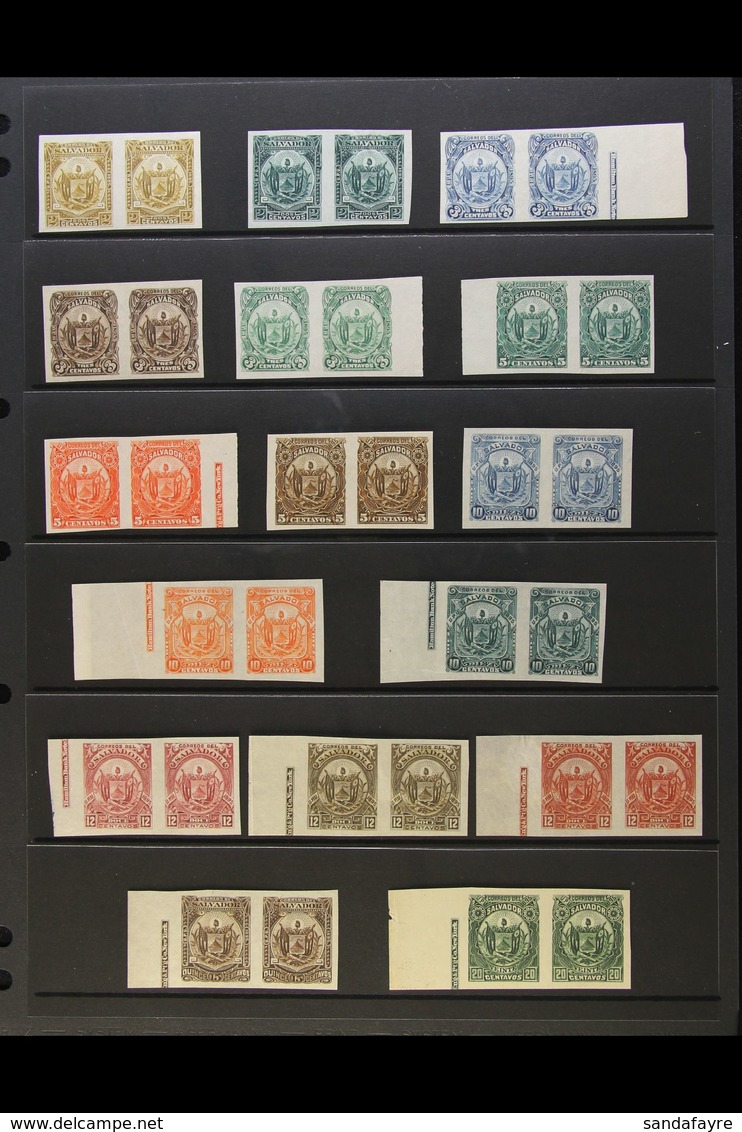 1895 IMPERF PROOF PAIRS For The "Arms" Types Issue, As SG 115/126, In A Range Of Issued And Unissued Colours, Unused Wit - El Salvador