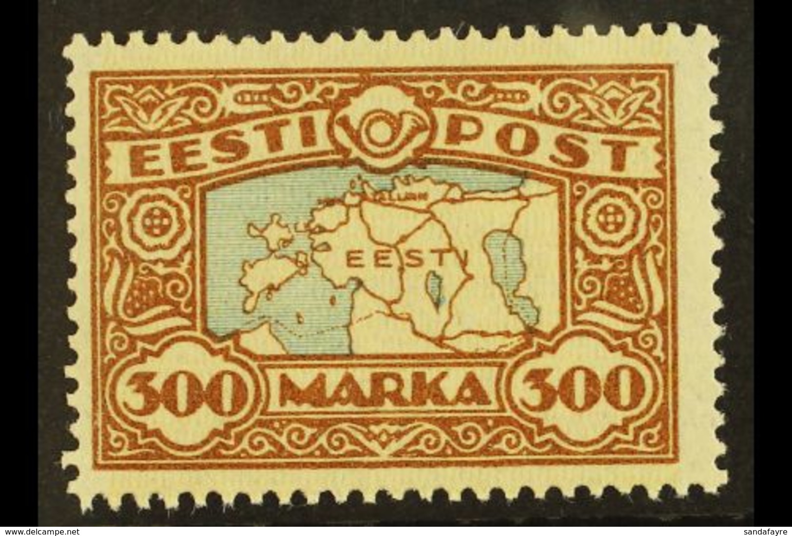 1923-23 300m Blue & Brown Map (SG 43a, Michel 54), Never Hinged Mint, Fresh. For More Images, Please Visit Http://www.sa - Estonie