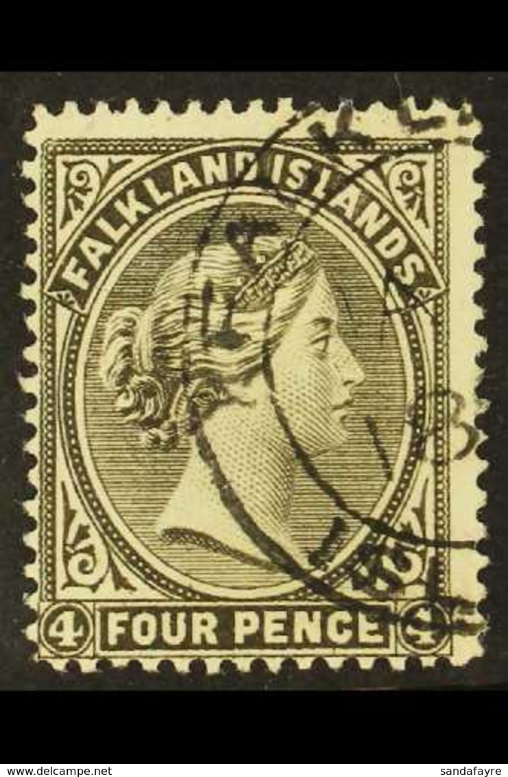 1894 4d Brownish Black (wmk Reversed), SG 31, Very Fine Cds Used. A Beautiful Example Of This Elusive Stamp. For More Im - Falklandinseln