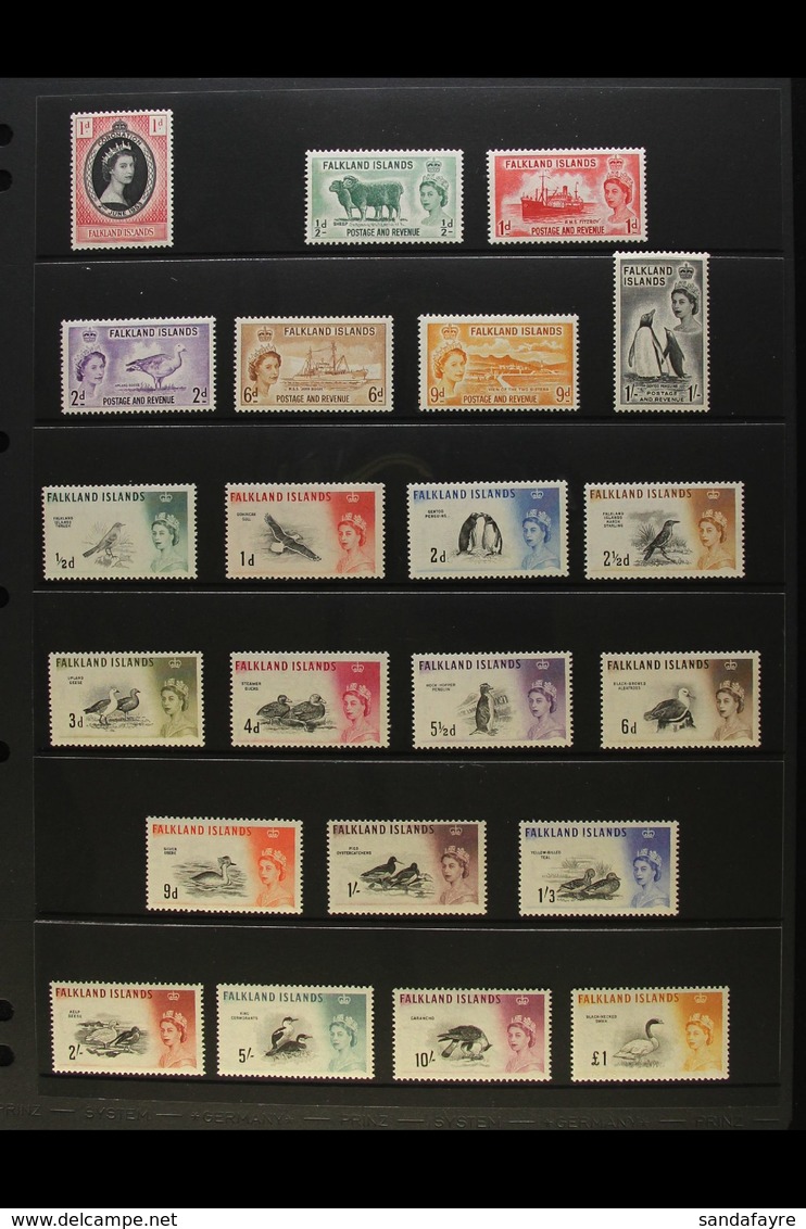 1953-90  SUPERB NHM COLLECTION WITH "EXTRAS". A Lovely Quality, Virtually Complete Collection Presented On Album & Stock - Islas Malvinas