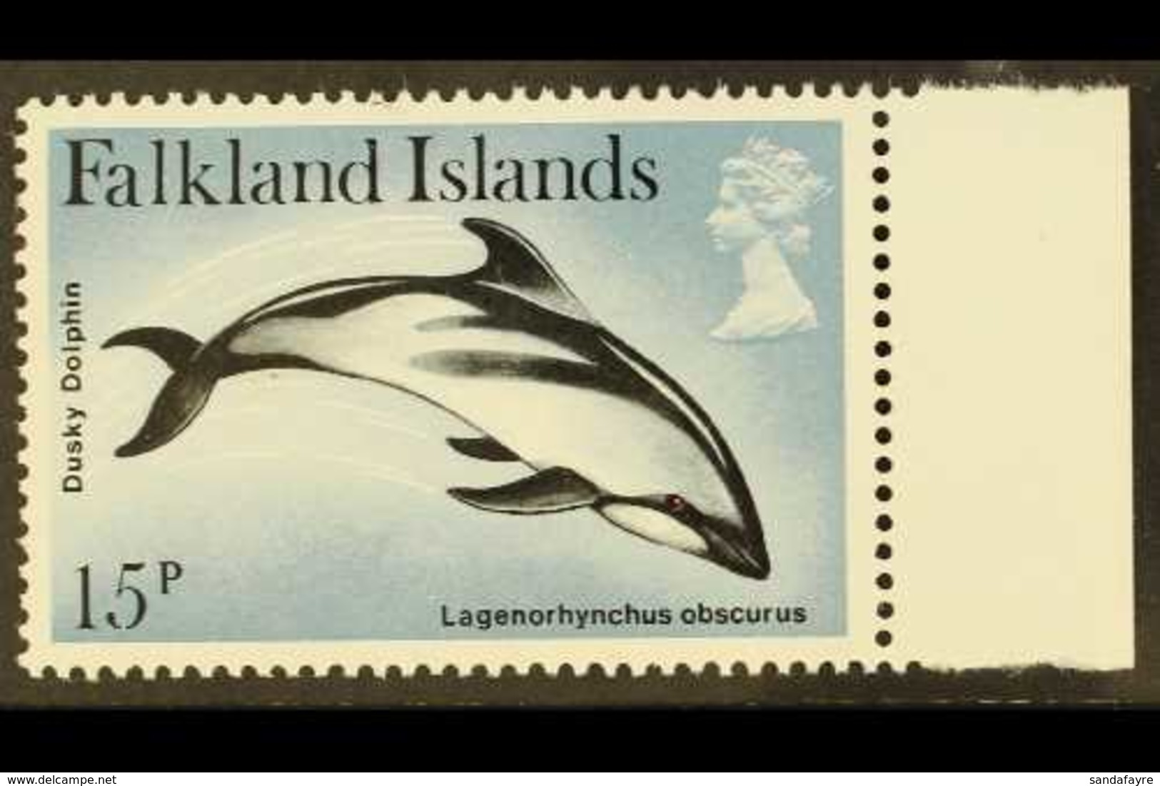 1990 15p Dusky Dolphin With Wmk Crown To Right Of CA, SG 375w, Never Hinged Mint. For More Images, Please Visit Http://w - Falklandinseln
