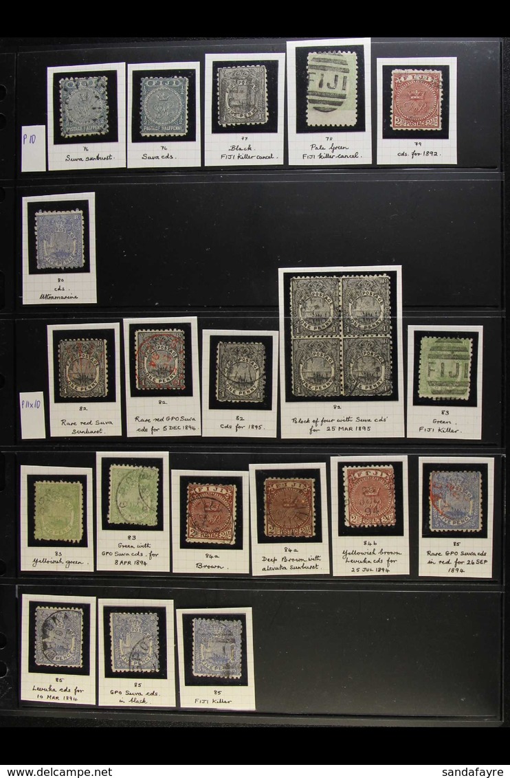 1891-1902 SPECIALIZED FINE USED COLLECTION With Identified Perf Types & Shades Presented On Stock Pages, Inc 1891-1902 P - Fidji (...-1970)