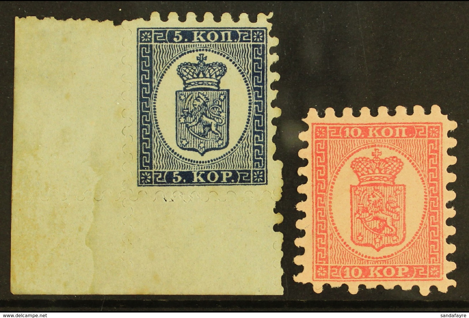 1893 OFFICIAL REPRINTS Of The 1860-65 5k Blue, Michel 3Na/4Na, Unused Corner Marginal With Full Roulettes, Plus 10k Rose - Other & Unclassified