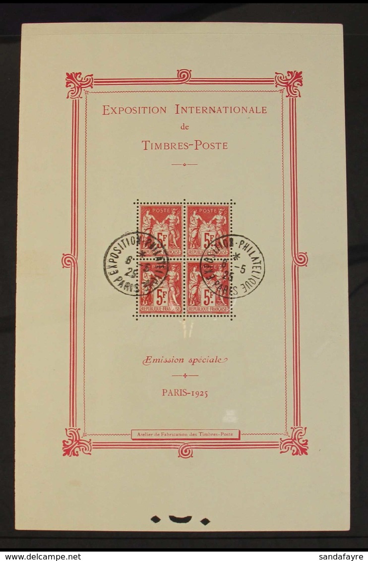 1925 Philatelic Exhibition Mini-sheet (SG MS412a, Yvert Block 1), Fine Used With Two Cds Cancels, Very Light Horizontal  - Autres & Non Classés