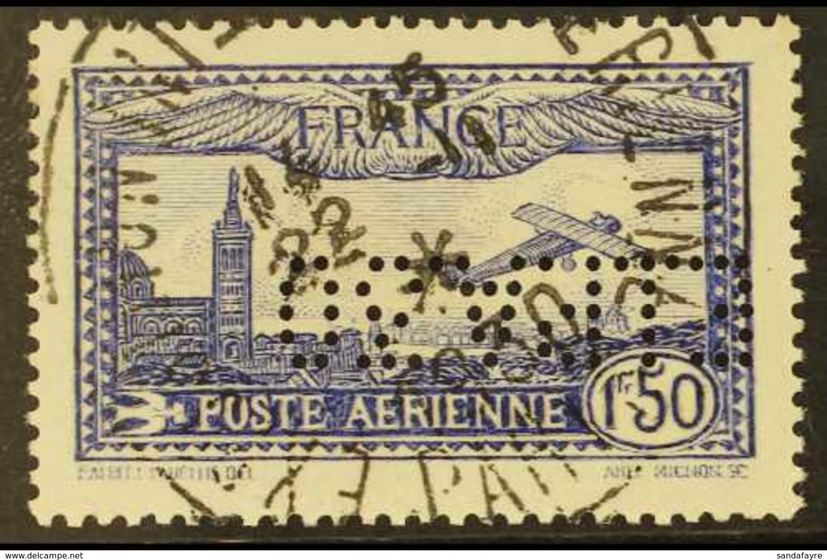 1930 1.50f Blue Air Perforated "EIPA 30" (inverted), Yvert 6c (see Note After SG 484), Fine Cds Used With Special Exhibi - Sonstige & Ohne Zuordnung