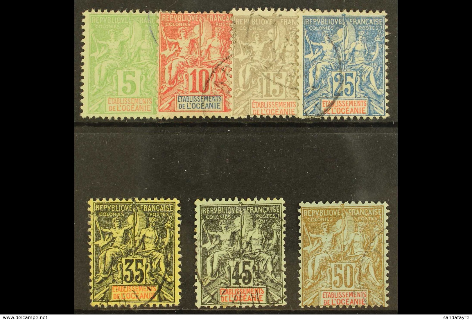 FRENCH OCEANIC SETTLEMENTS 1900 - 07 New Colours Set Complete, Yv 14/30, Very Fine Used. (7 Stamps) For More Images, Ple - Other & Unclassified