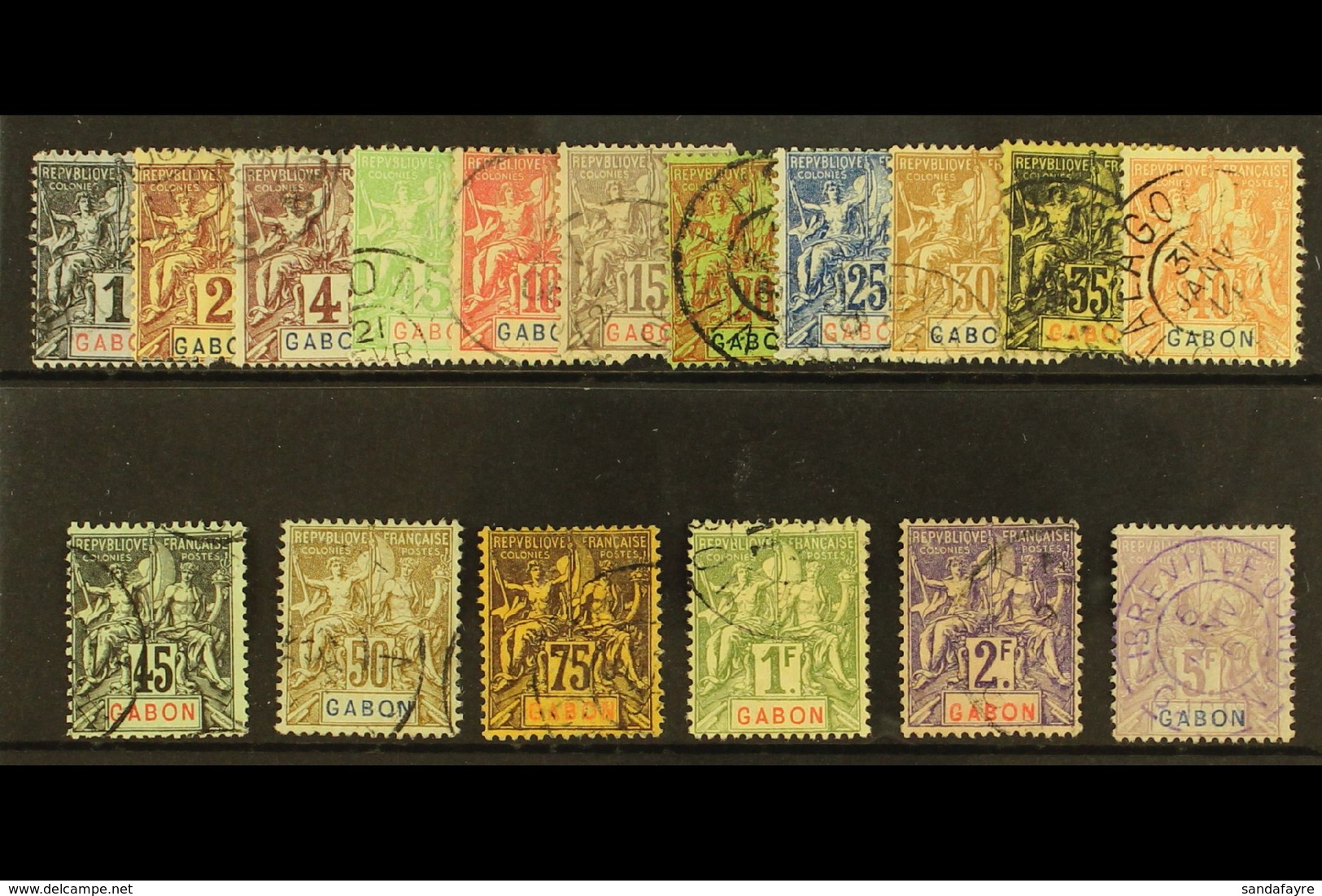 GABON 1904-07 Complete "Tablet" Set, Yvert 16/32, Very Fine Used. (17 Stamps) For More Images, Please Visit Http://www.s - Sonstige & Ohne Zuordnung