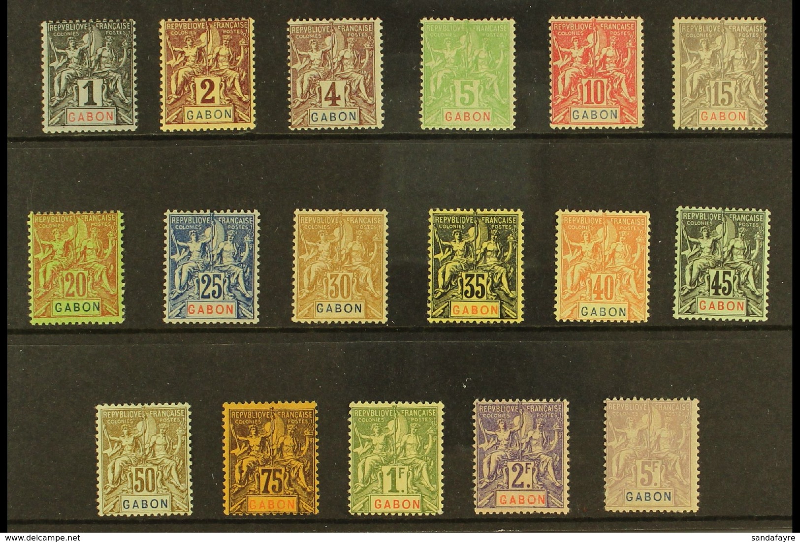 GABON 1904-07 Tablets Complete Set (Yvert 16/32, SG 16/32), Fine Mint, 5f With Small Thin, Very Fresh. (17 Stamps) For M - Autres & Non Classés