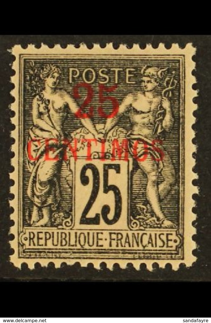 MOROCCO 1891 25c Black On Rose Overprinted In Red, Yv 5a, Very Fine Mint. For More Images, Please Visit Http://www.sanda - Sonstige & Ohne Zuordnung