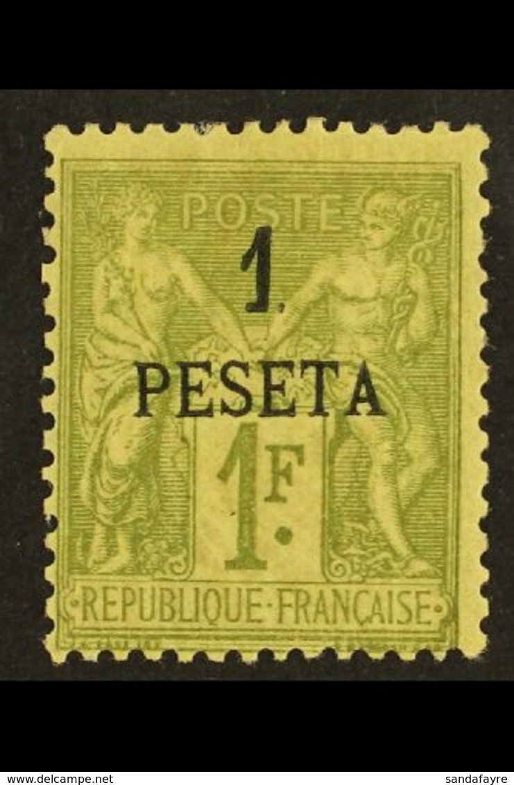 MOROCCO 1891 1p On 1fr Olive, Yv 8, Very Fine And Fresh Mint. For More Images, Please Visit Http://www.sandafayre.com/it - Sonstige & Ohne Zuordnung