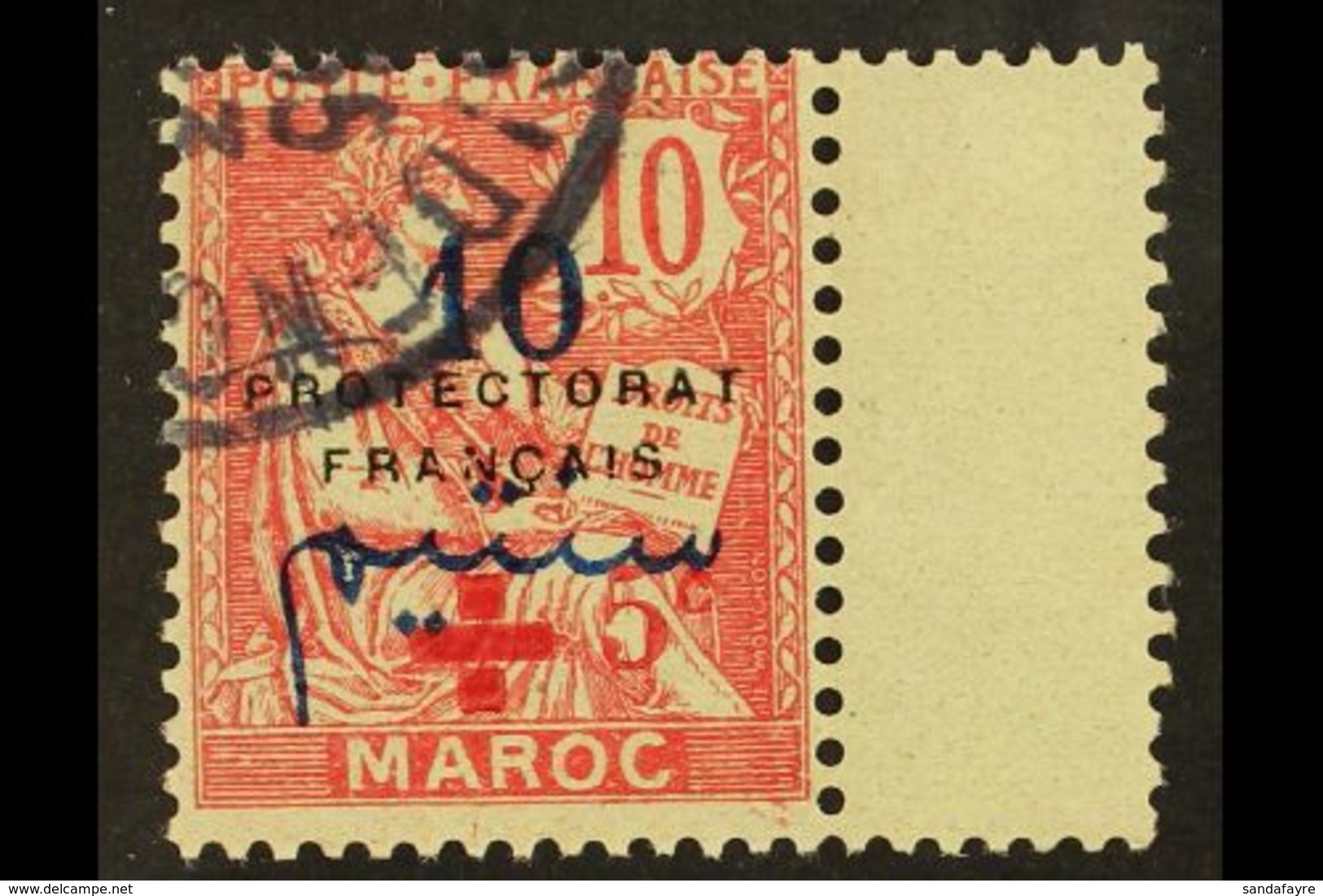 MOROCCO 1914 Red Cross +5c On 10c Carmine Surcharge, Yvert 58, Very Fine Used. For More Images, Please Visit Http://www. - Sonstige & Ohne Zuordnung