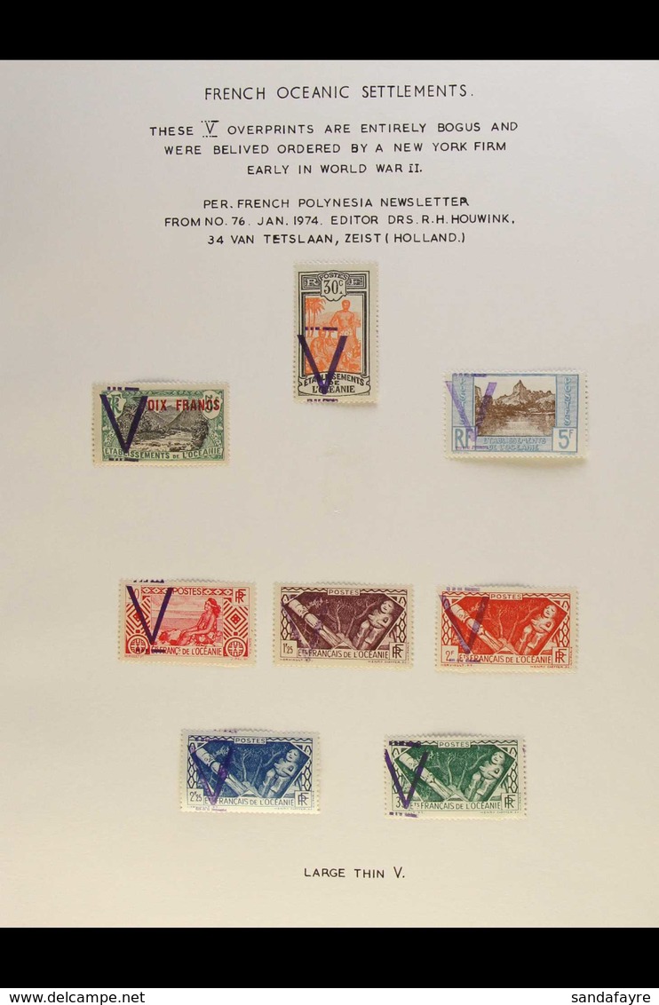 OCEANIA 1942 Fine Mint Collection Of All Different Stamps With Local Bogus Privately Produced Large "V" Overprints. Very - Autres & Non Classés