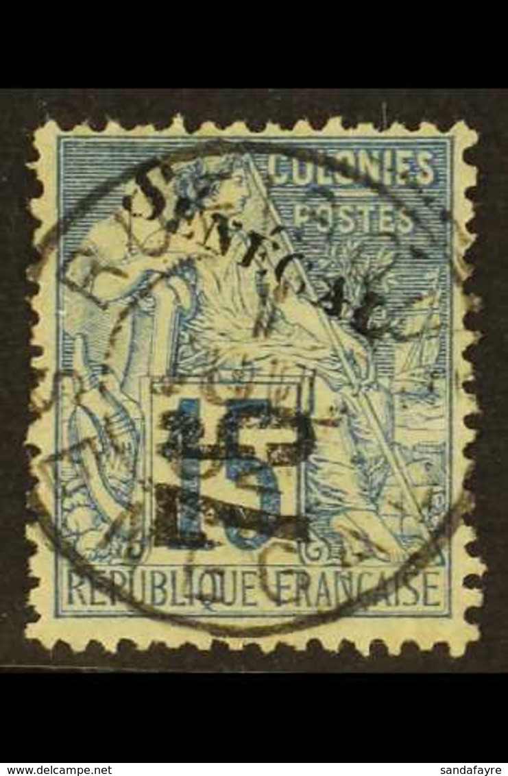 SENEGAL 1892 "75" On 15c Blue, Yv 6, Superb Used, Signed Brun. For More Images, Please Visit Http://www.sandafayre.com/i - Sonstige & Ohne Zuordnung