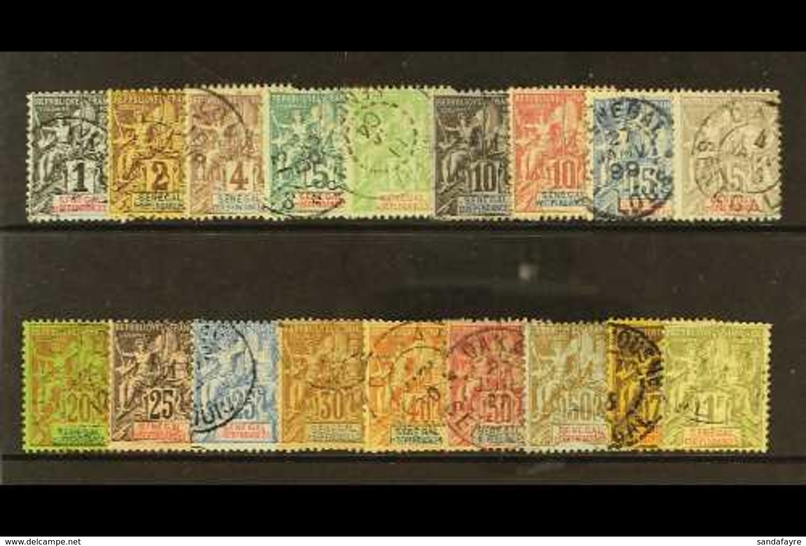 SENEGAL 1892 - 1901 Tablet Type Complete, Yv 8 - 25, Fine To Very Fine Used. (18 Stamps) For More Images, Please Visit H - Sonstige & Ohne Zuordnung