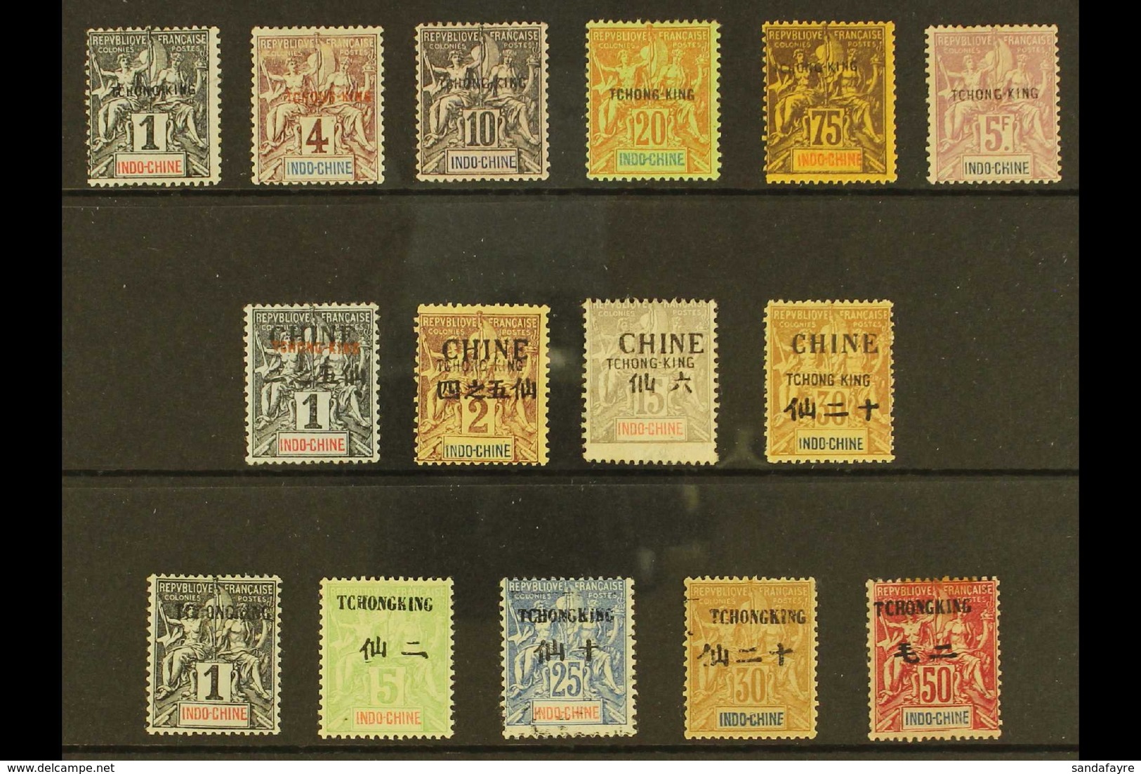 TCHONG-KING 1902-03 All Different Mint Group With 1902 "TCHONG-KING" Overprints 1c, 4c, 10c Black On Lilac, 20c, 75c, An - Autres & Non Classés