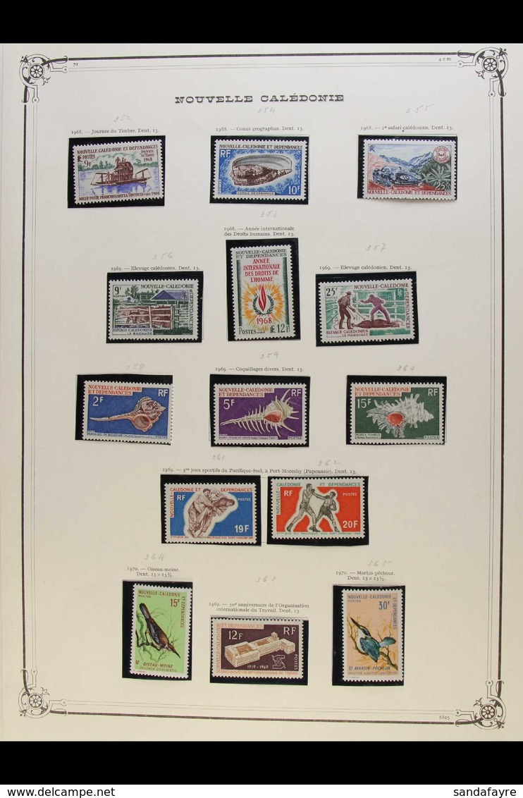 NEW CALEDONIA 1968-1976 COMPREHENSIVE SUPERB NEVER HINGED MINT COLLECTION In Hingeless Mounts On Leaves, All Different,  - Autres & Non Classés