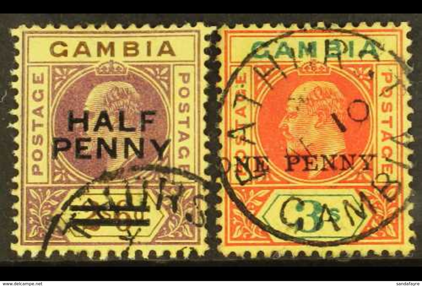 1906 ½d And 1d Surcharge Pair, SG 69/70, Very Fine Used. (2 Stamps) For More Images, Please Visit Http://www.sandafayre. - Gambia (...-1964)