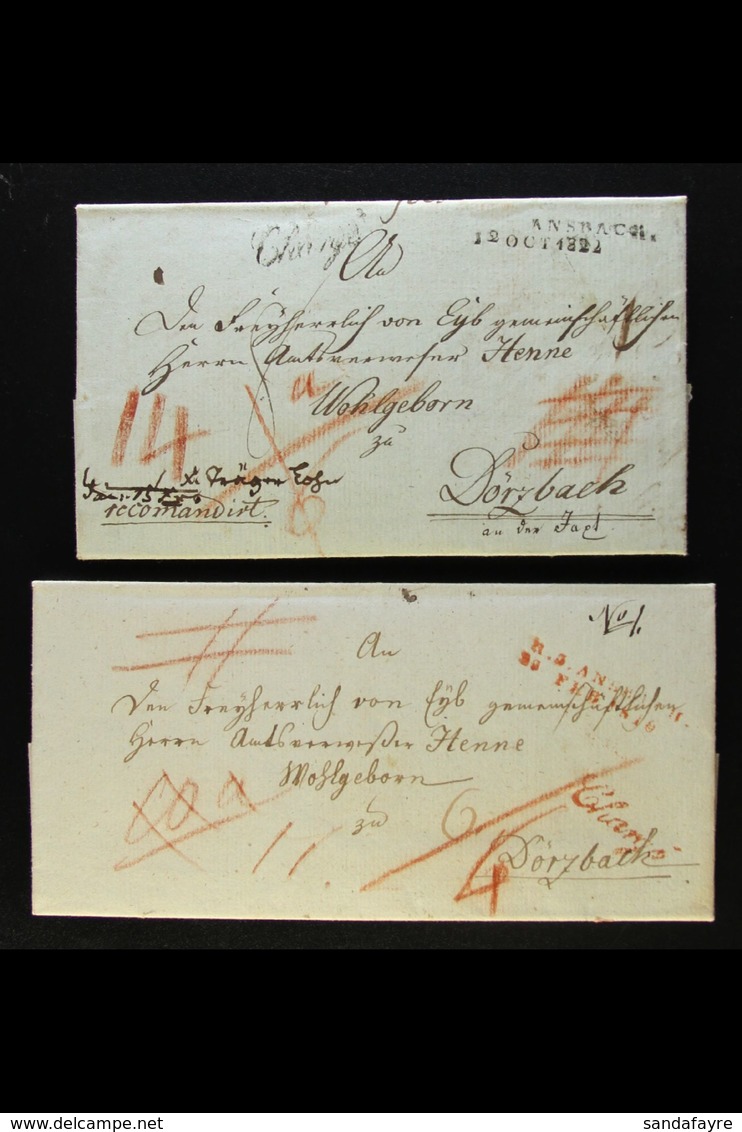 BAVARIA 1816-1822 Two Entire Letters To Dorzbach, 1816 With Red Dated Two-line "H. S. ANSBACH / 28 Feb 1816" & "Charge"  - Other & Unclassified